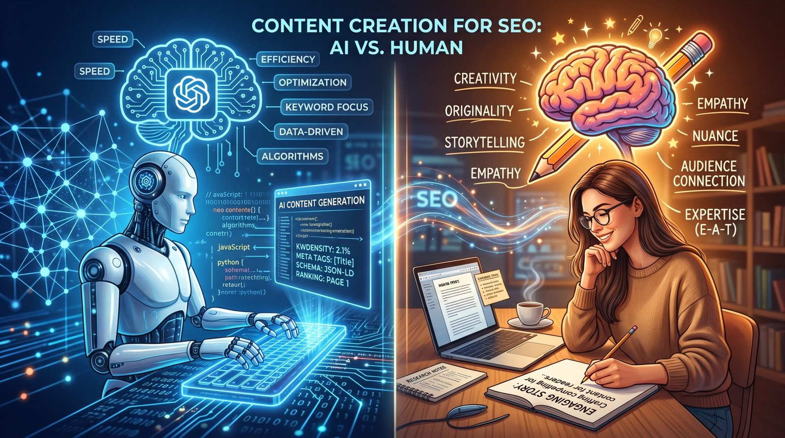 AI vs human content SEO strategies and best practices
